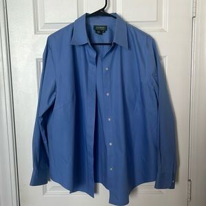 Lauren Ralph Lauren Women 1X Blue Button Down Shirt Blouse Top